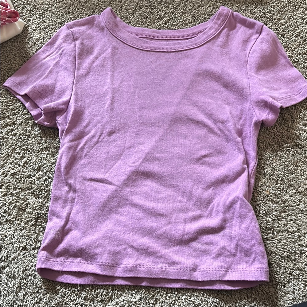 Purple Short Sleeve Tee with Relaxed Fit and Classic Crew Neck